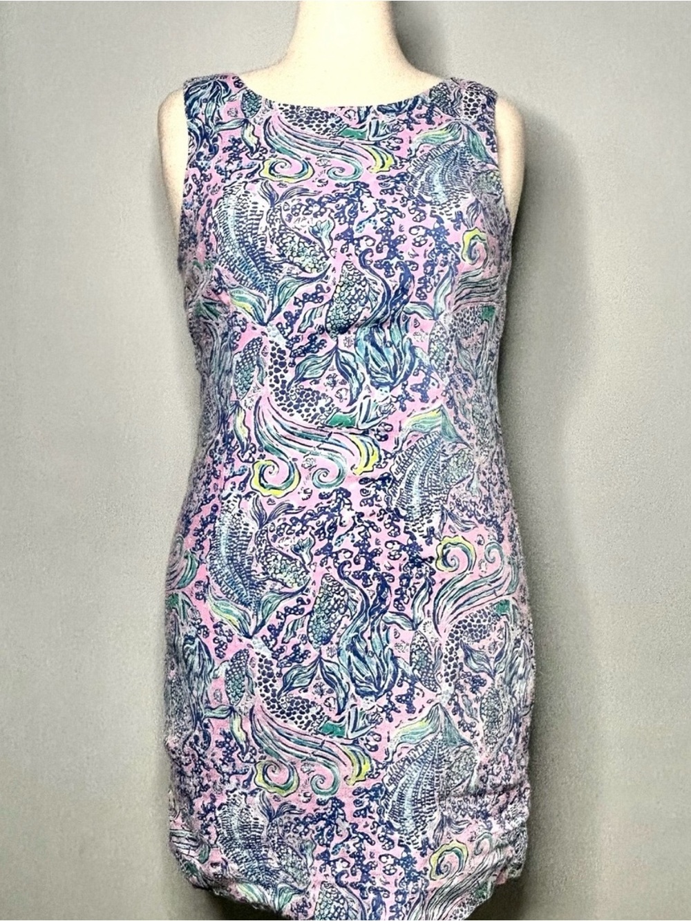 Lilly Pulitzer Maurina Lilac Rose “We Mermaid It” Linen Shift Dress Size 12
